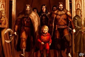 Tyrion and Mountain clans leaders by Amok.jpg