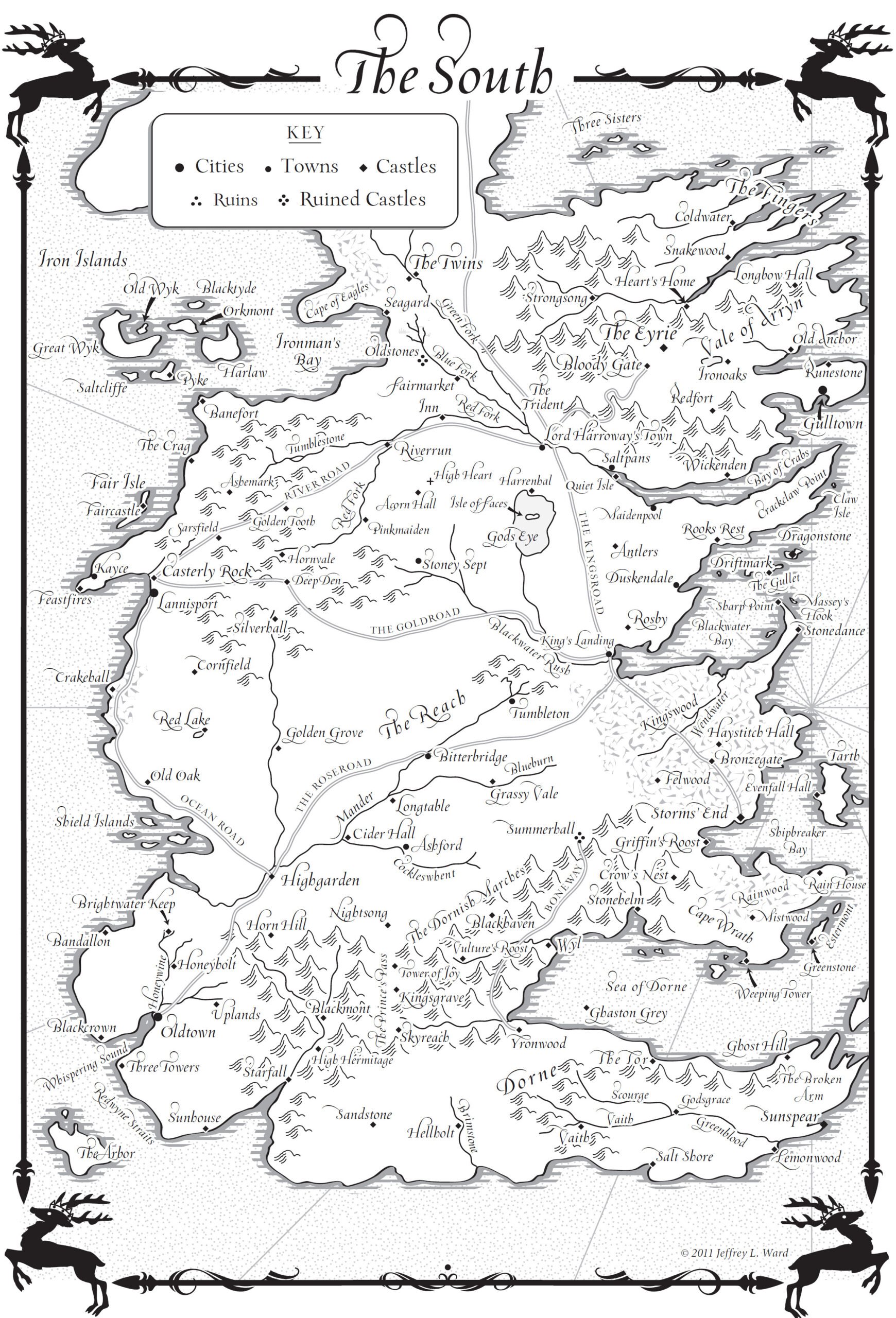 Карты Вестероса из книг цикла, Игры престолов и побочных материалов –  7Королевств