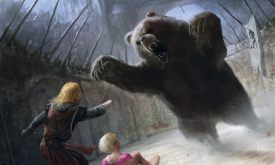Джейме спасает Бриенну от медведя