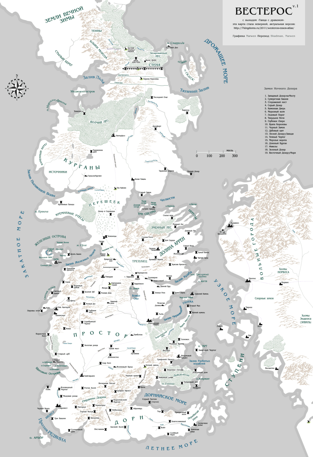 Карта вестероса на русском языке с городами подробная