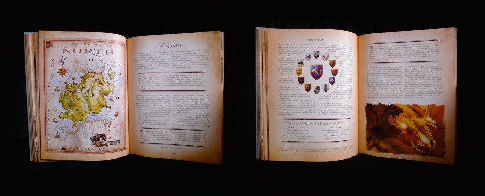 Каждая глава о регионах Вестероса содержит карту, герб верховного лорда и некоторых его вассалов