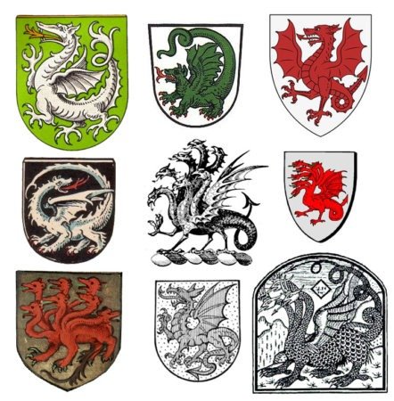 Примеры земных гербов с драконами и их ближайшими родственниками