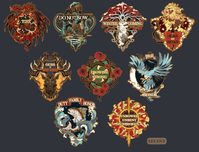 Значки с символами Великих домов Вестероса