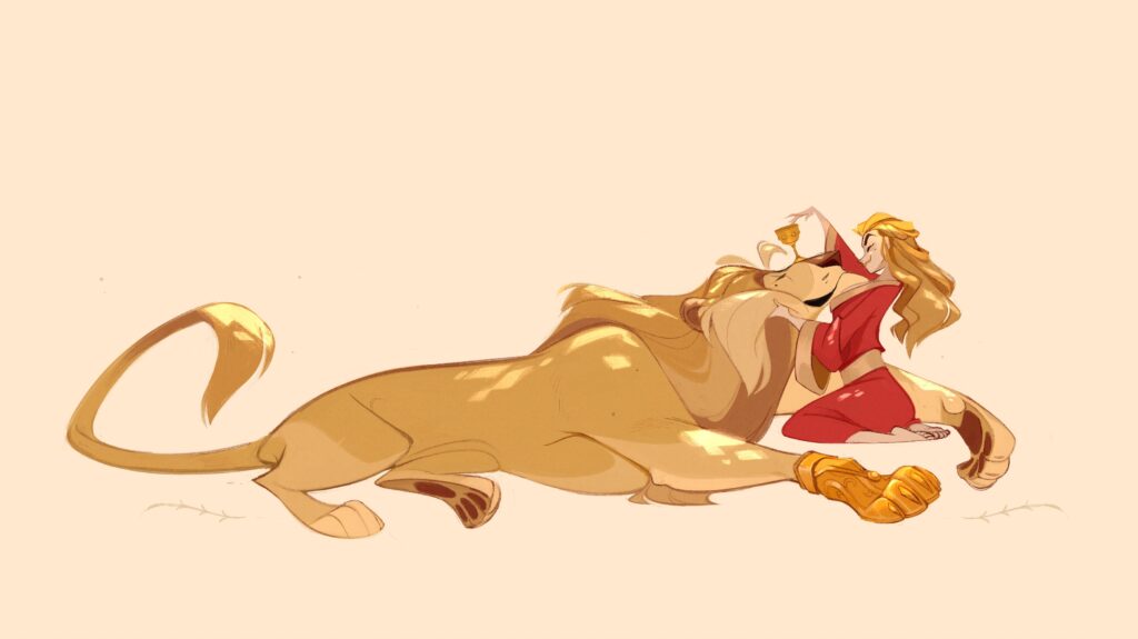 Серсея и Джейме в образе льва с золотой лапой