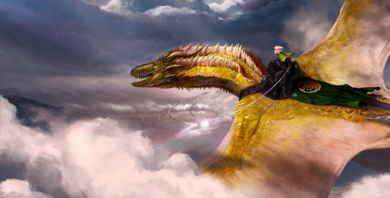 Эйгон II летит на своем драконе Солнечном Огне