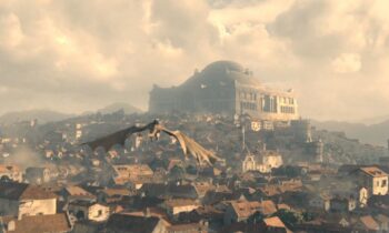 Начнем с самого интересного — драконов. Здесь, скорее всего, Сиракс летит к Драконьему Логову, еще целому.