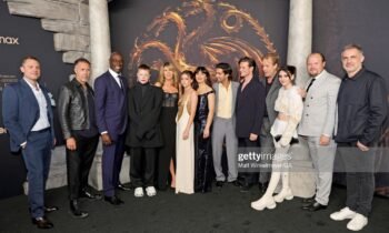 LOS ANGELES, CALIFORNIA - JULY 27: VANITY FAIR OUT (L-R) Ryan Condal, Paddy Considine, Steve Toussaint, Emma D’Arcy, Eve Best, Milly Alcock, Olivia Cooke, Fabian Frankel, Matt Smith, Rhys Ifans, Emily Carey, Gavin Spokes, and Miguel Sapochnik attend the HBO Original Drama Series "House Of The Dragon" World Premiere at Academy Museum of Motion Pictures on July 27, 2022 in Los Angeles, California. (Photo by Matt Winkelmeyer/GA/The Hollywood Reporter via Getty Images )
