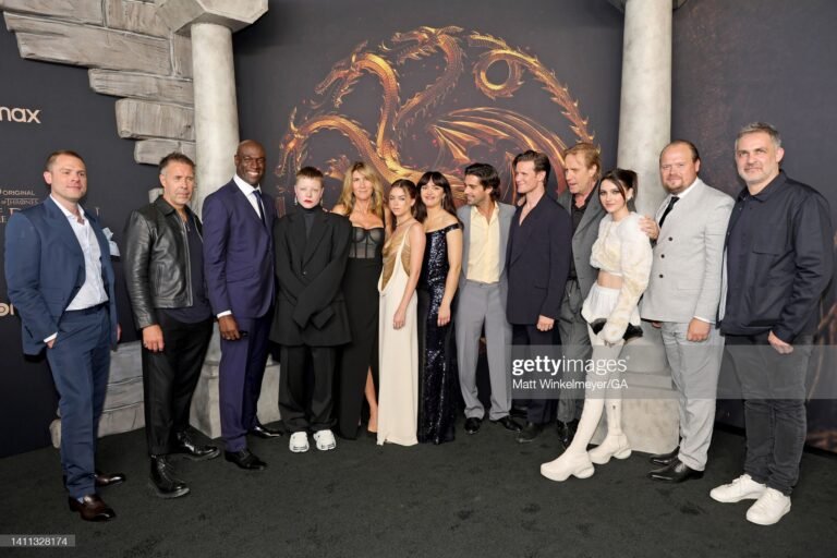 LOS ANGELES, CALIFORNIA - JULY 27: VANITY FAIR OUT (L-R) Ryan Condal, Paddy Considine, Steve Toussaint, Emma D’Arcy, Eve Best, Milly Alcock, Olivia Cooke, Fabian Frankel, Matt Smith, Rhys Ifans, Emily Carey, Gavin Spokes, and Miguel Sapochnik attend the HBO Original Drama Series “House Of The Dragon” World Premiere at Academy Museum of Motion Pictures on July 27, 2022 in Los Angeles, California. (Photo by Matt Winkelmeyer/GA/The Hollywood Reporter via Getty Images)