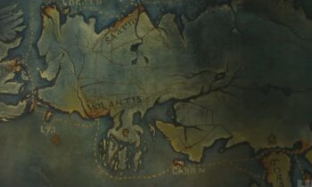 Фреска с картой путешествий Корлиса Велариона в его замке, (художник Стив Митчелл)